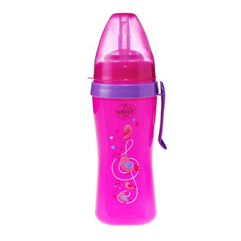 Cana anticurgere cu pai de silicon si clips de prindere Minut Baby, 360 ml, 6+, roz Cana anticurgere cu pai de silicon si clips de prindere Minut Baby, 360 ml, 6+, roz