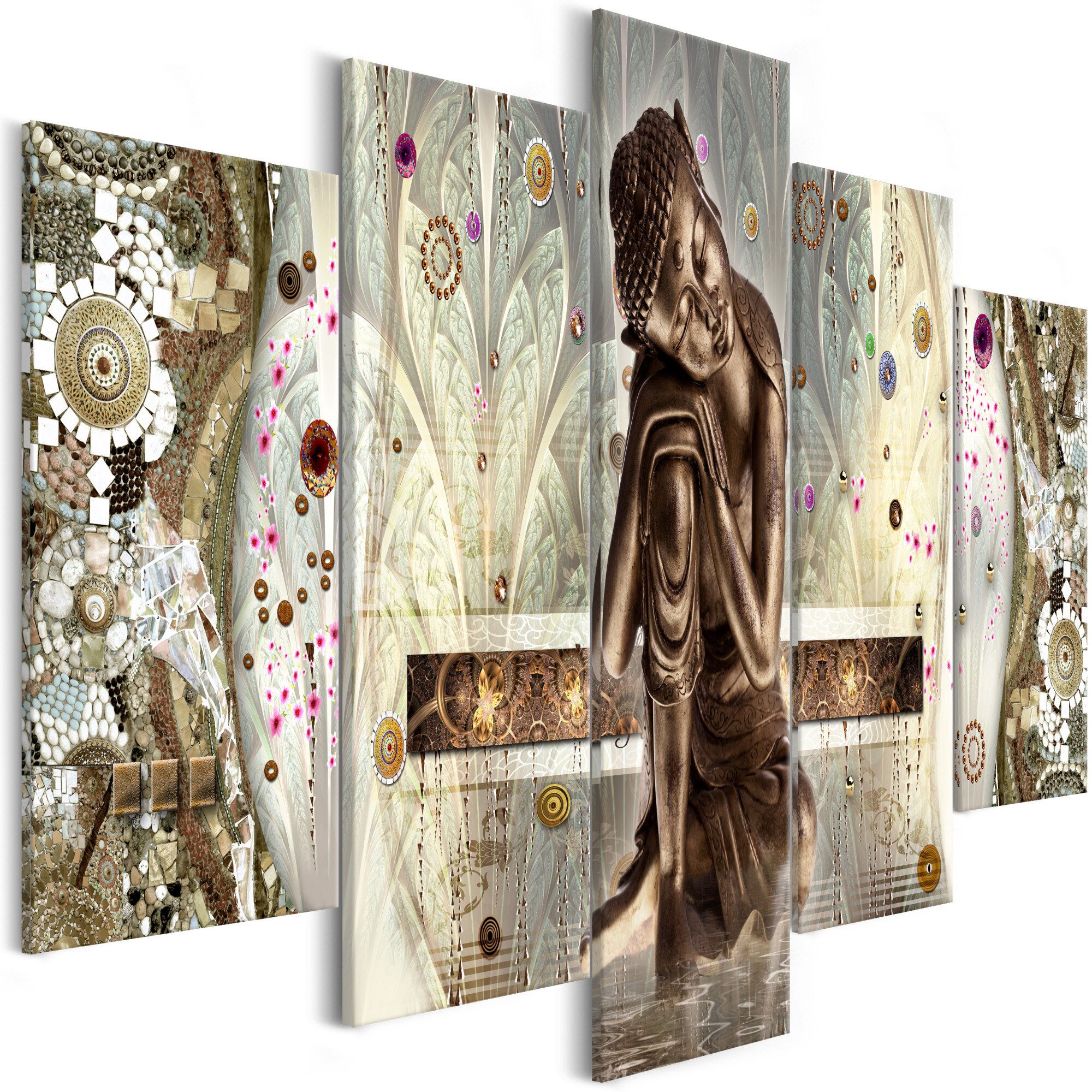 Tablou canvas 5 piese - Visul lui Buddha larg - 200 x 100 cm
