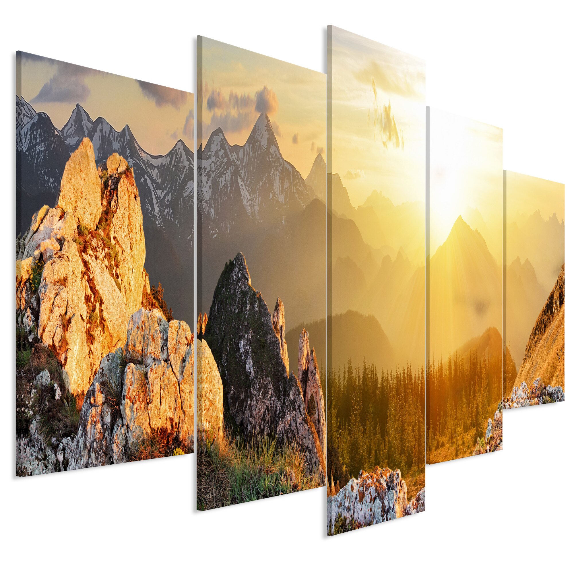 Tablou canvas 5 piese - Salutarea Soarelui Larg - 225 x 100 cm