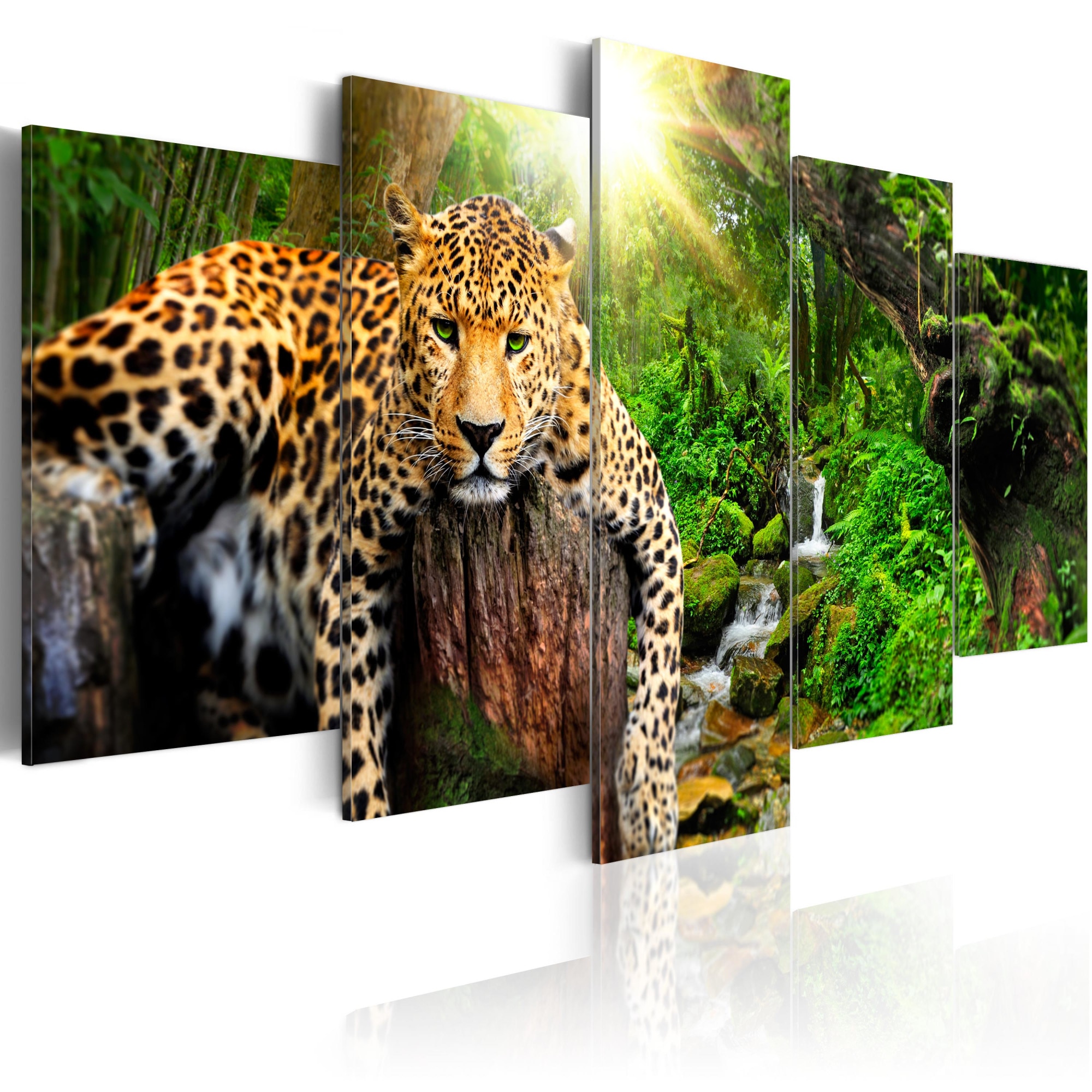 Tablou canvas 5 piese - Relaxarea pradatorului - 200 x 100 cm