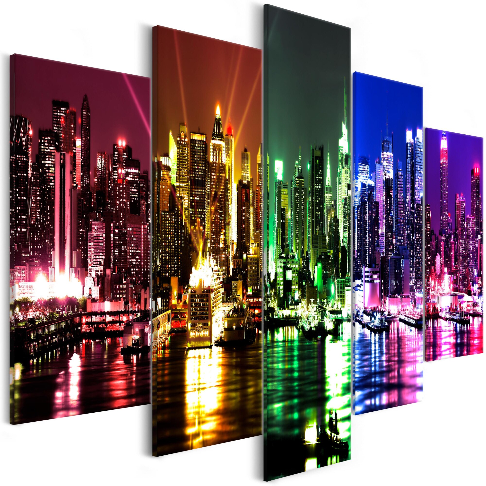 Tablou canvas 5 piese - Rainbow New York Wide - 225 x 100 cm