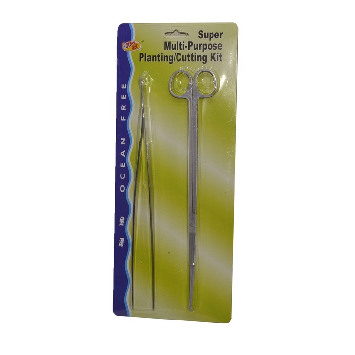 Set de foarfeca + penseta din inox pentru acvariu Ocean Free