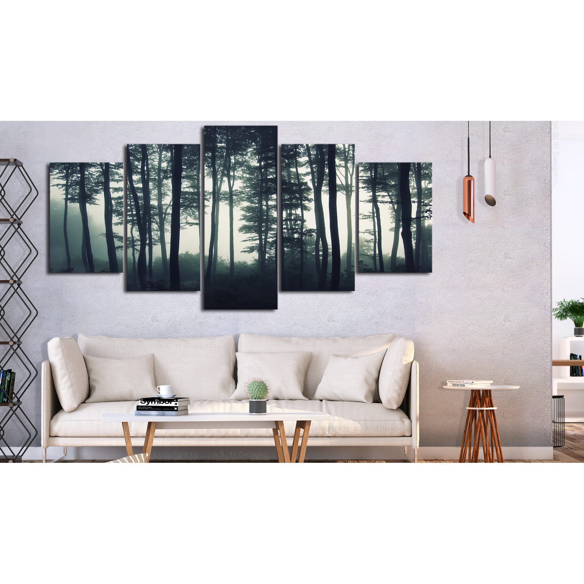 Tablou canvas 5 piese - Padure Intunecata - 100 x 50 cm