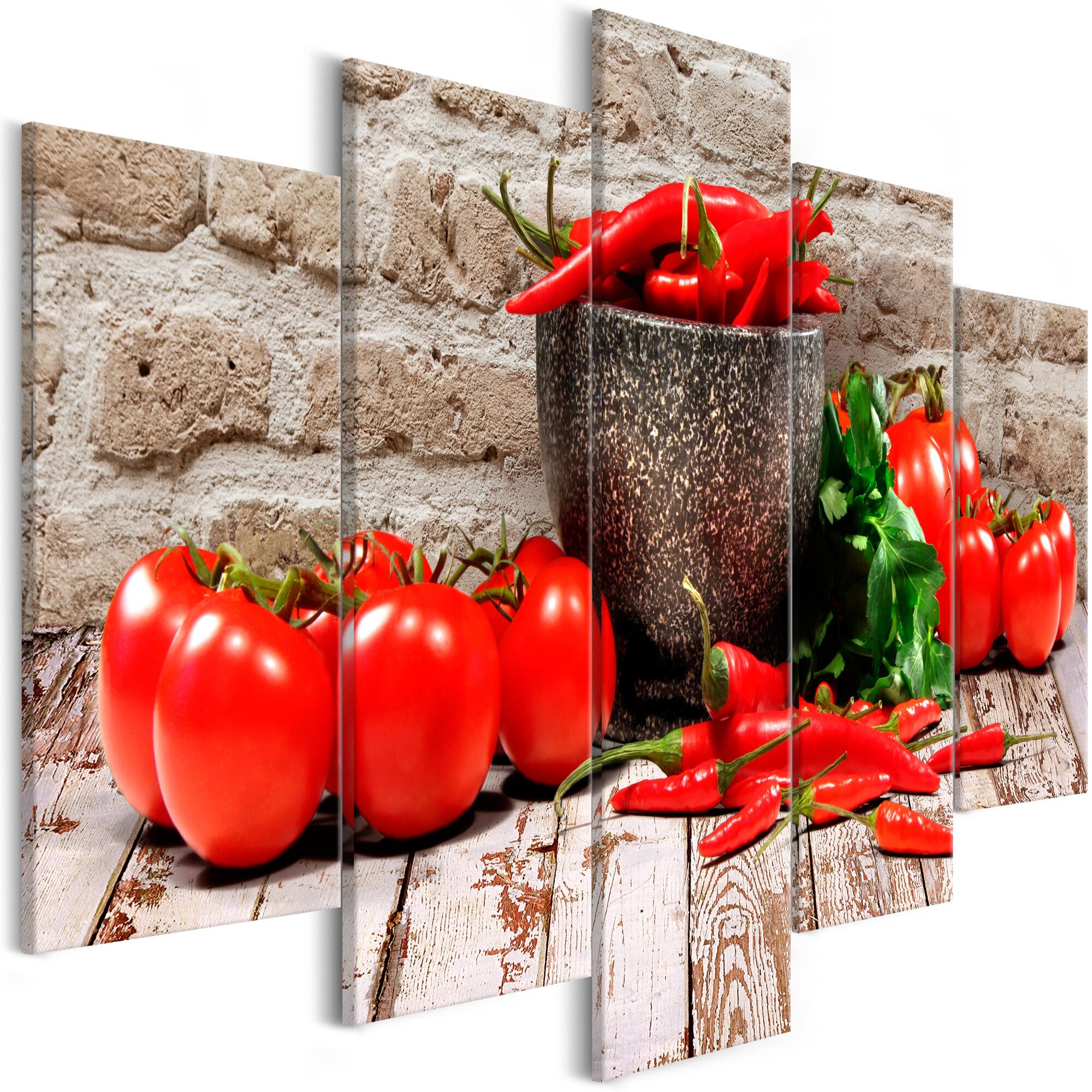 Tablou canvas 5 piese - Legume roSii caramida larga - 100 x 50 cm