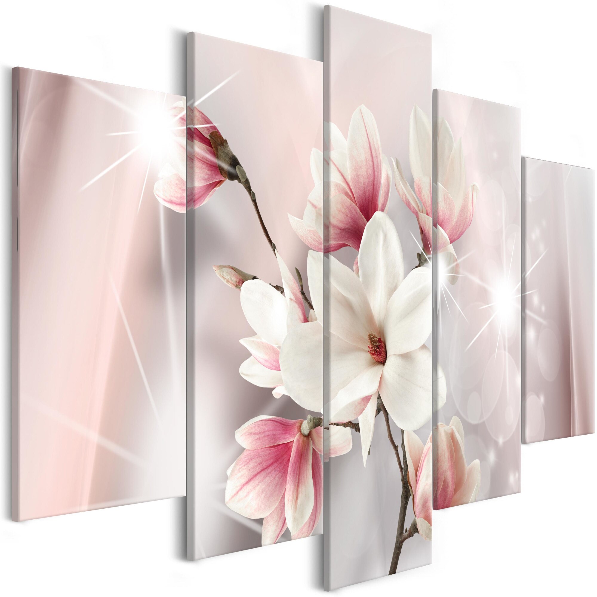 Tablou canvas 5 piese - Magnolias stralucitoare - 200 x 100 cm