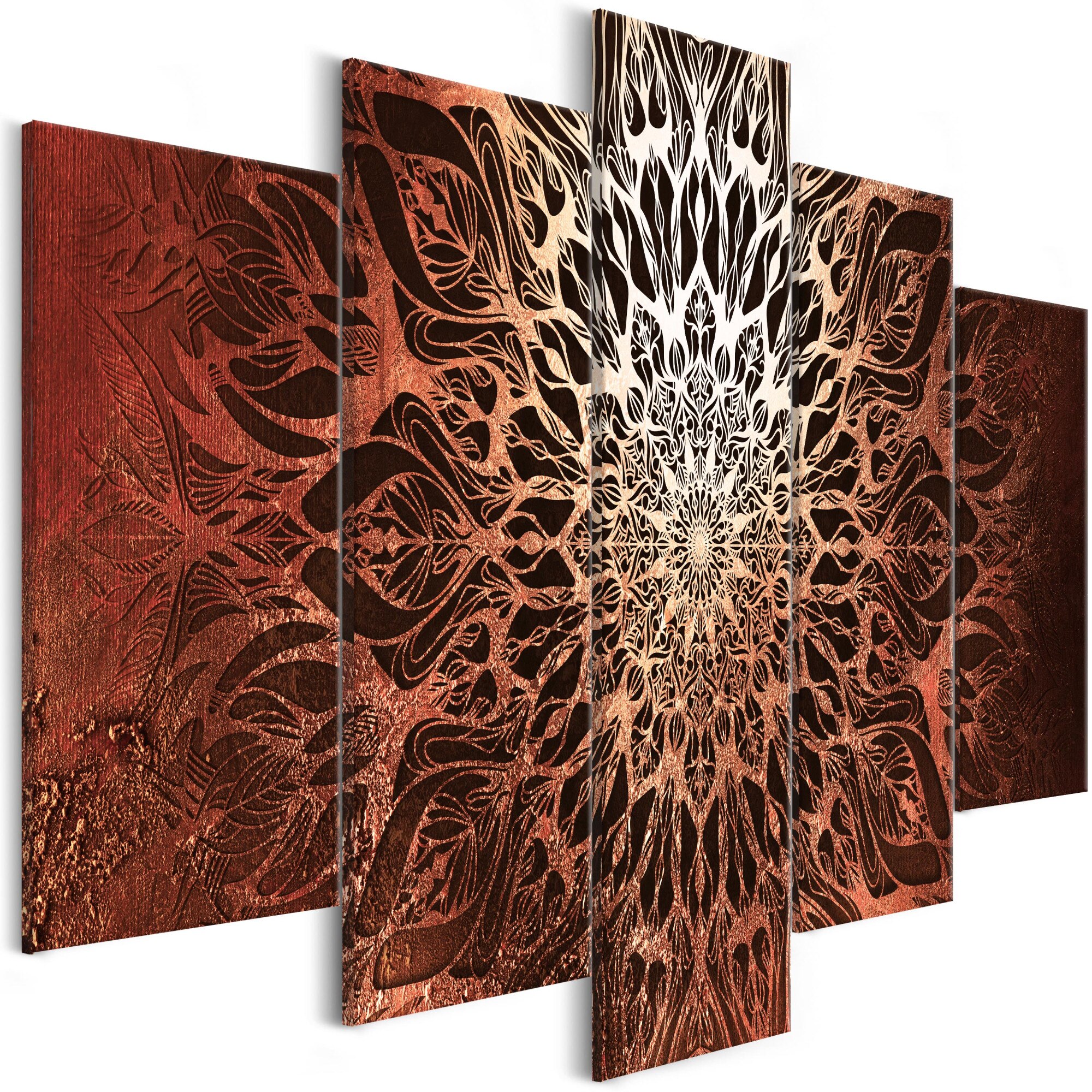 Tablou canvas 5 piese - Hipnoza portocalie larga - 100 x 50 cm