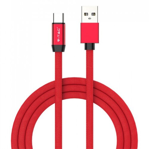 Cablu USB Tip C, V-TAC, Seria Ruby, Rosu, 1m