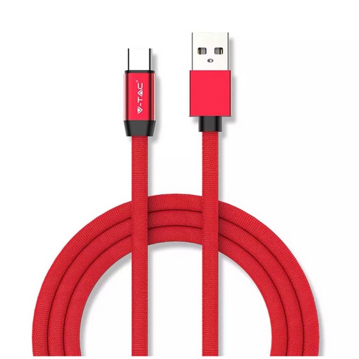 Cablu USB Tip C, V-TAC, Seria Ruby, Rosu, 1m