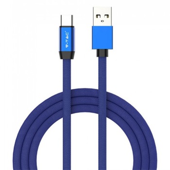 Cablu USB Tip C, V-TAC, Seria Ruby, Albastru, 1m Cablu USB Tip C, V-TAC, Seria Ruby, Albastru, 1m