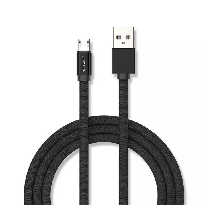 Cablu de date Micro USB, V-TAC, Seria Ruby, Negru, 1m