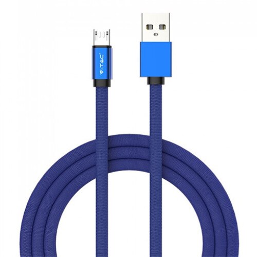 Cablu de date Micro USB, V-TAC, Seria Ruby, Albastru, 1m