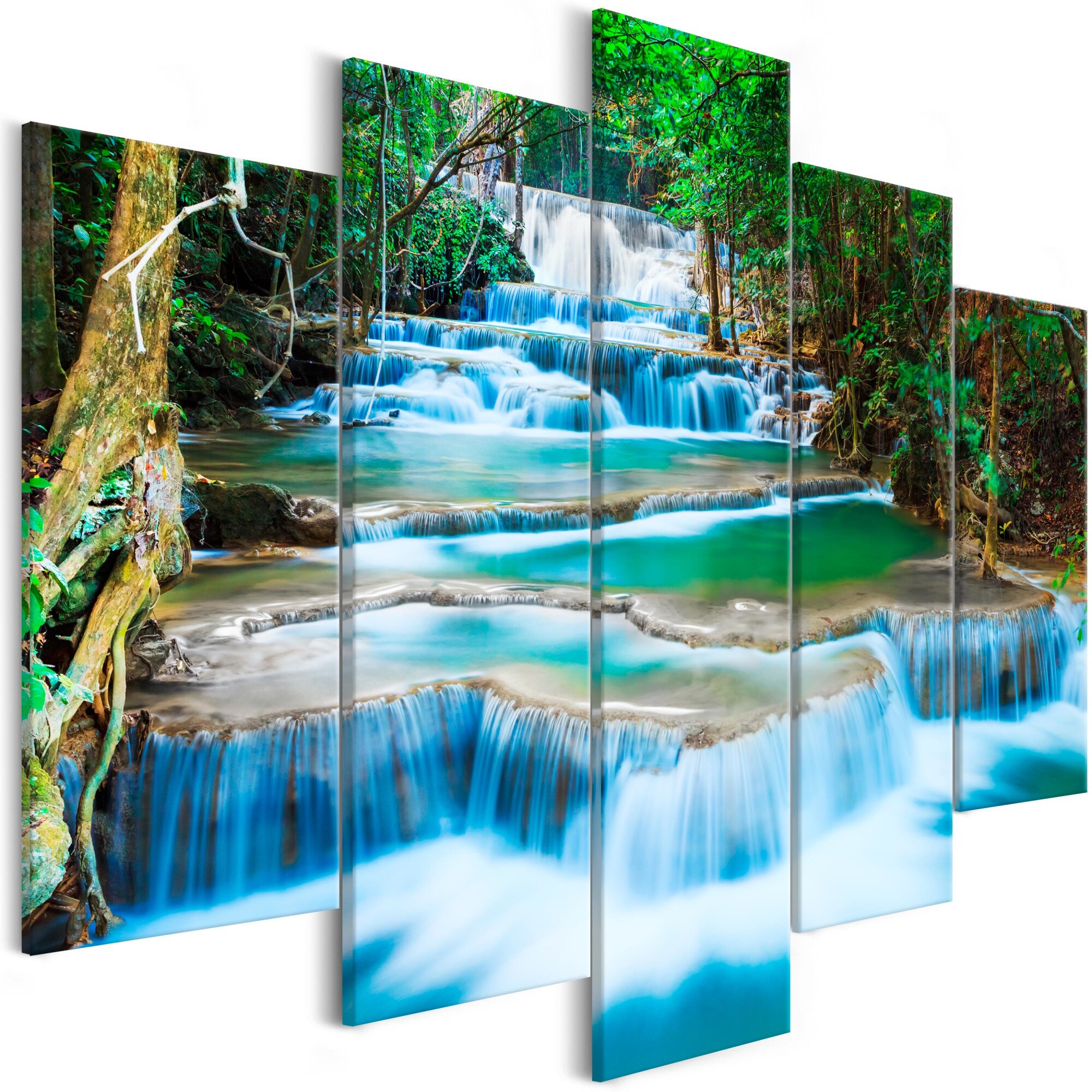 Tablou canvas 5 piese - Cascada In Kanchanaburi Wide - 225 x 100 cm