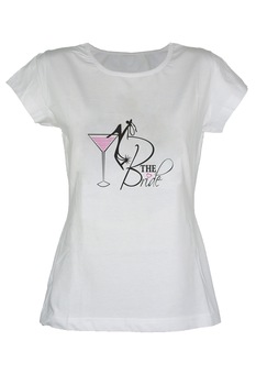Tricou dama din bumbac cu imprimeu The Bride TripleT clothing, Alb Tricou dama din bumbac cu imprimeu The Bride TripleT clothing, Alb
