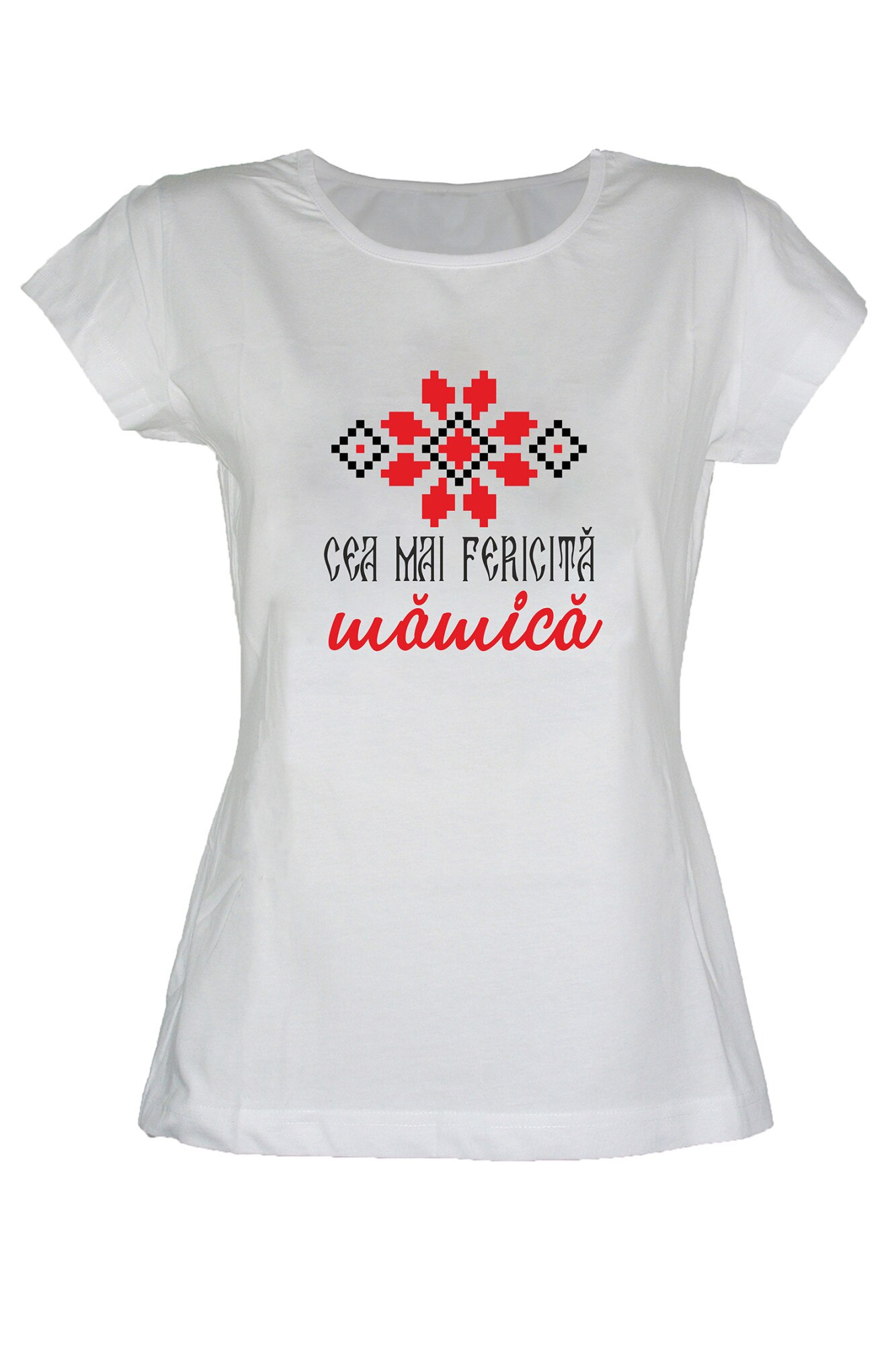 Tricou bumbac dama Cea mai fericita mamica TripleT clothing, Alb