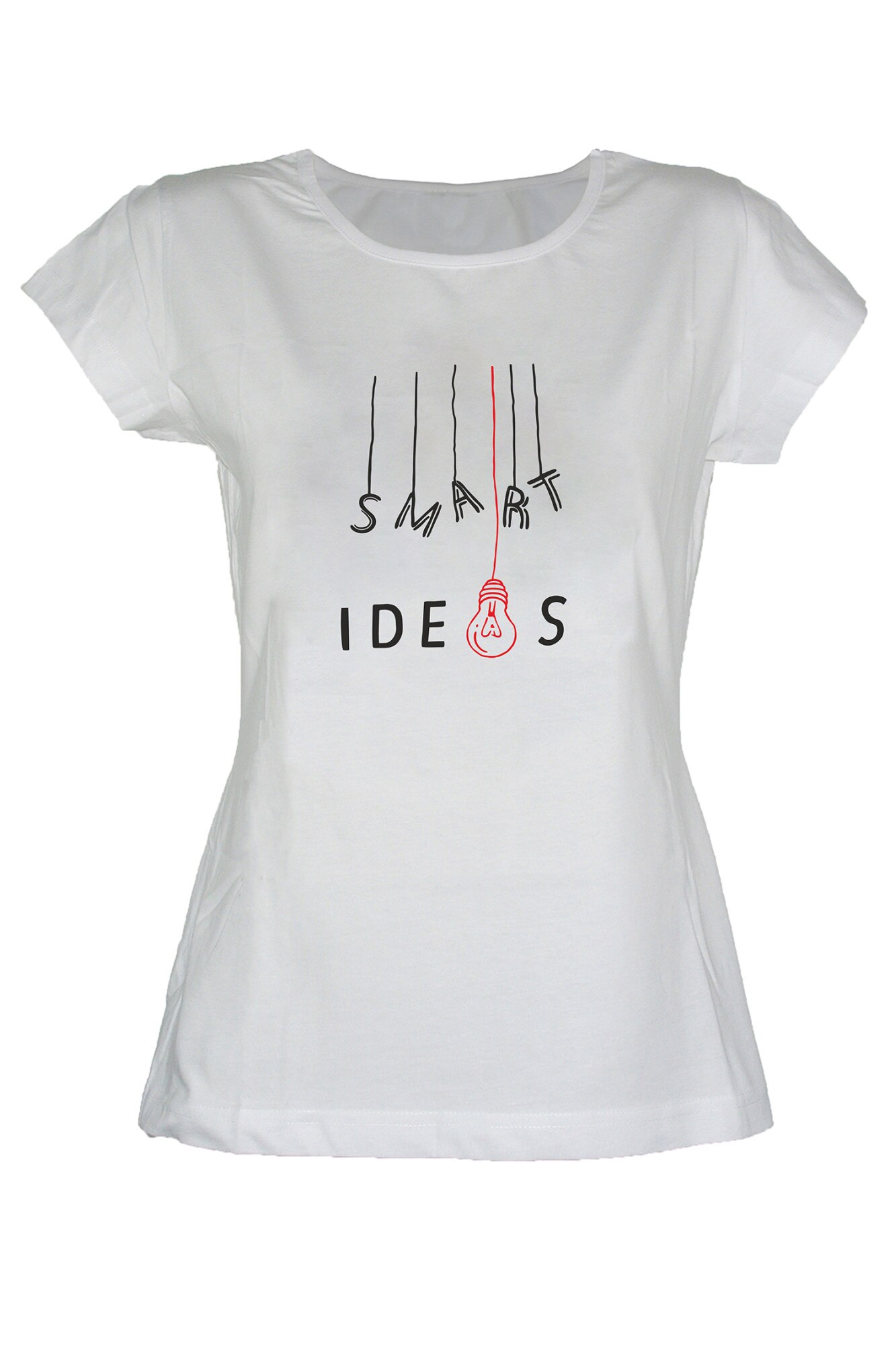 Tricou dama din bumbac cu imprimeu Smart Ideas TripleT clothing, Alb