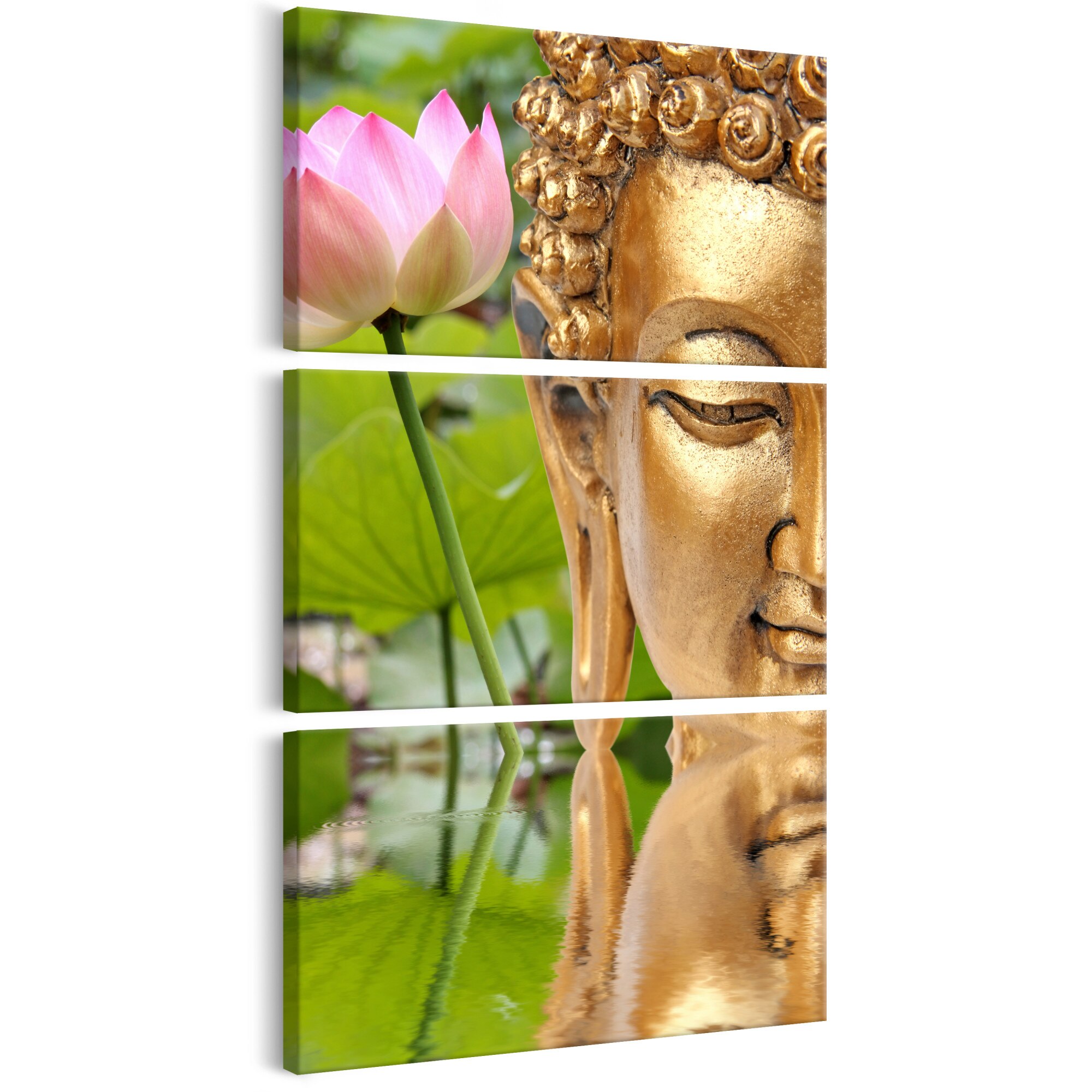 Tablou canvas 3 piese - Statuie cu o floare - 60 x 120 cm