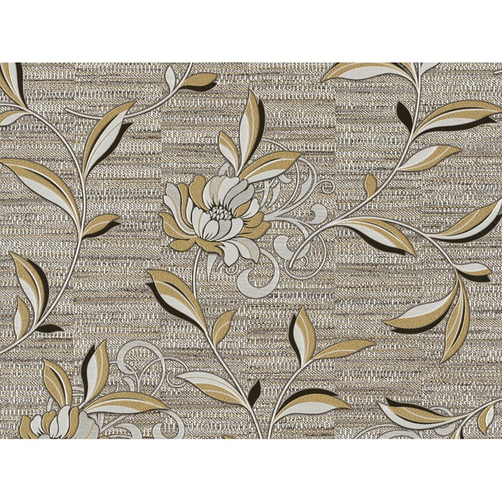 Tapet lavabil Slavyanski Oboi, Chiparos 5691-02, model flori, gri-bej, vinil, pentru living sau dormitor, rola 0.53 m x 10.05 ml