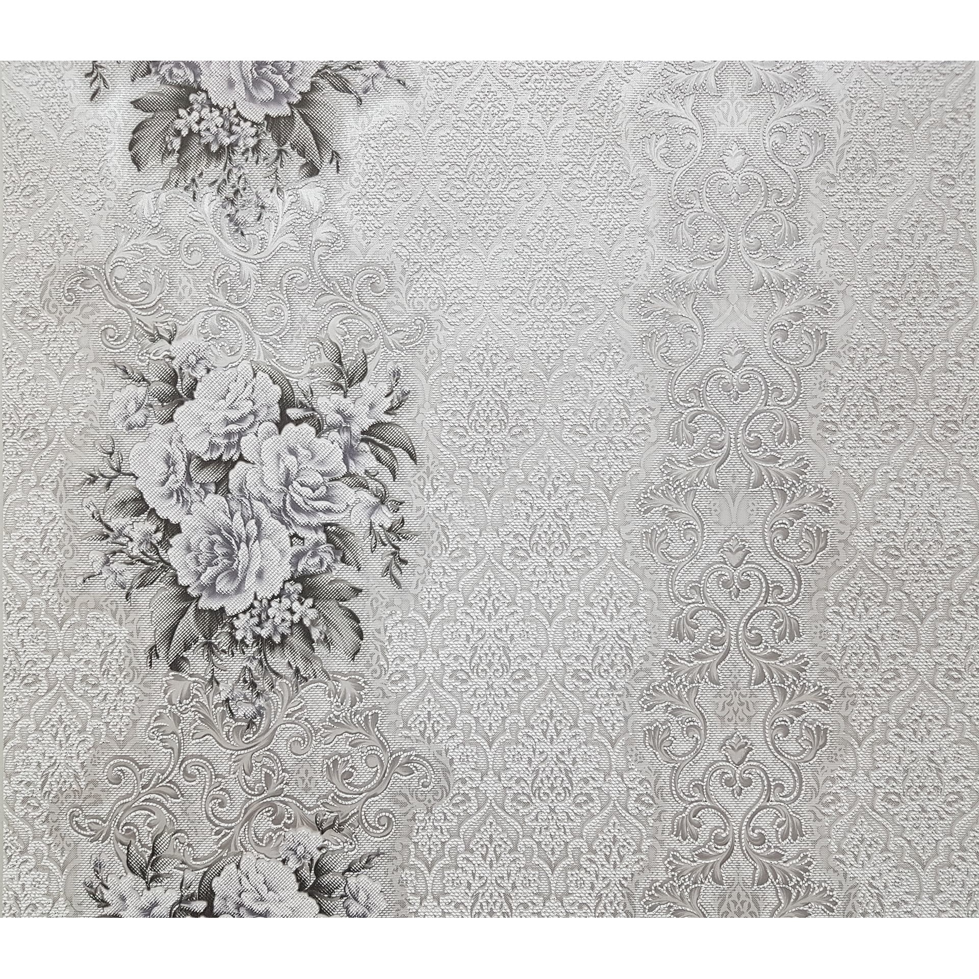 Tapet Slavyanski Oboi, Solaris 7082-10, clasic flori, gri, semilavabil, acrilic, pentru living sau dormitor