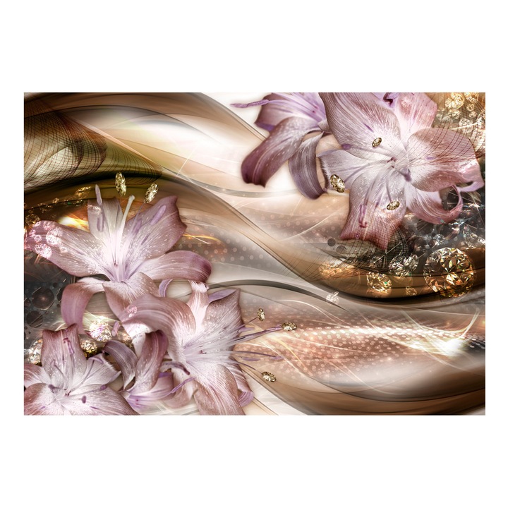 Öntapadó fotótapéta Artgeist, Lilies on the Wave (Brown), _1, 294 x 210 cm