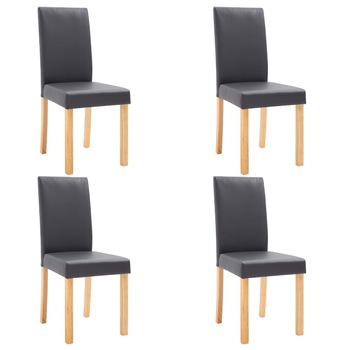 Set de 4 scaune de bucatarie, vidaXL, Piele artificiala, Gri inchis, 42 x 51 x 95 cm Set de 4 scaune de bucatarie, vidaXL, Piele artificiala, Gri inchis, 42 x 51 x 95 cm