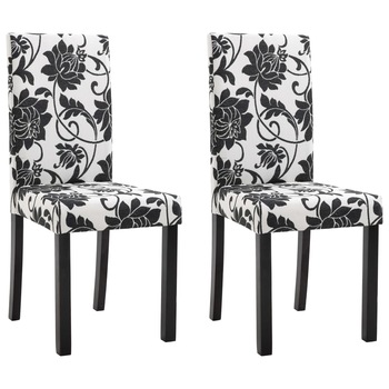 Set de 2 scaune de bucatarie, tapiterie poliester, vidaXL, Negru, 42 x 51 x 95 cm