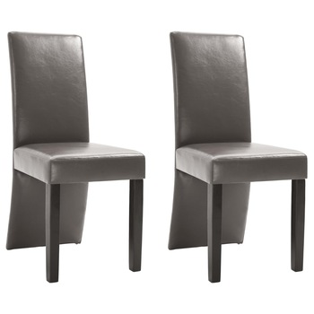 Set de 2 scaune de bucatarie, vidaXL, Piele artificiala, Gri inchis, 41 x 51 x 94 cm Set de 2 scaune de bucatarie, vidaXL, Piele artificiala, Gri inchis, 41 x 51 x 94 cm