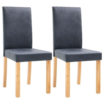 Set de 2 scaune de bucatarie, poliester, vidaXL, Gri, 42 x 51 x 95 cm Set de 2 scaune de bucatarie, poliester, vidaXL, Gri, 42 x 51 x 95 cm