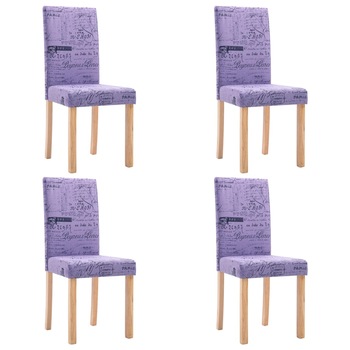 Set de 4 scaune de bucatarie, tapiterie poliester, vidaXL, Mov, 42 x 51 x 95 cm