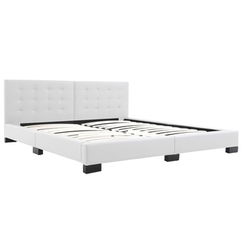 Set pat dublu cu LED cu saltea cu spuma memorie, vidaXL, Lemn/Piele ecologica, 180 x 200 cm, Alb Set pat dublu cu LED cu saltea cu spuma memorie, vidaXL, Lemn/Piele ecologica, 180 x 200 cm, Alb