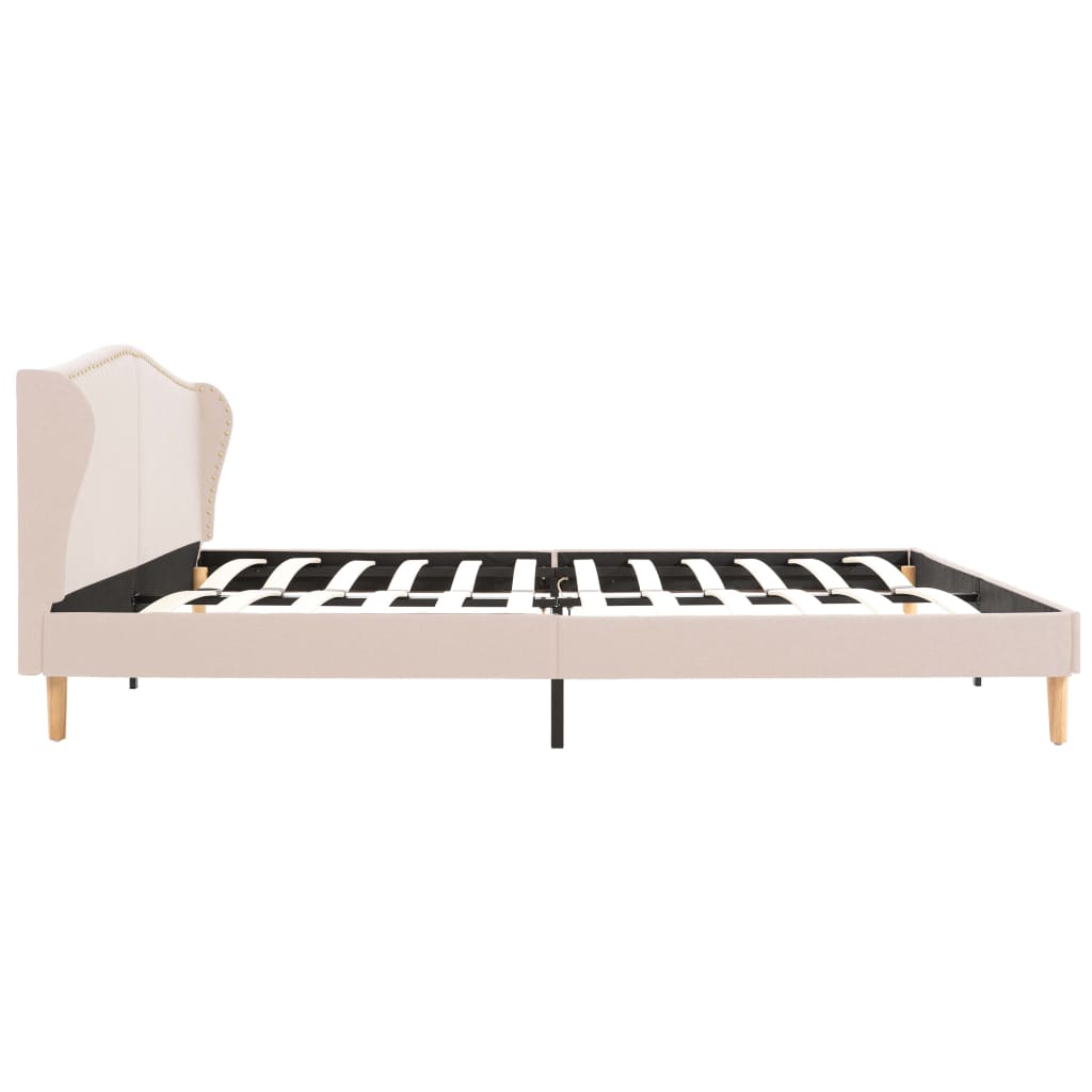 Pat cu saltea spuma memorie, vidaXL, Textil, 160 x 200 cm, Bej