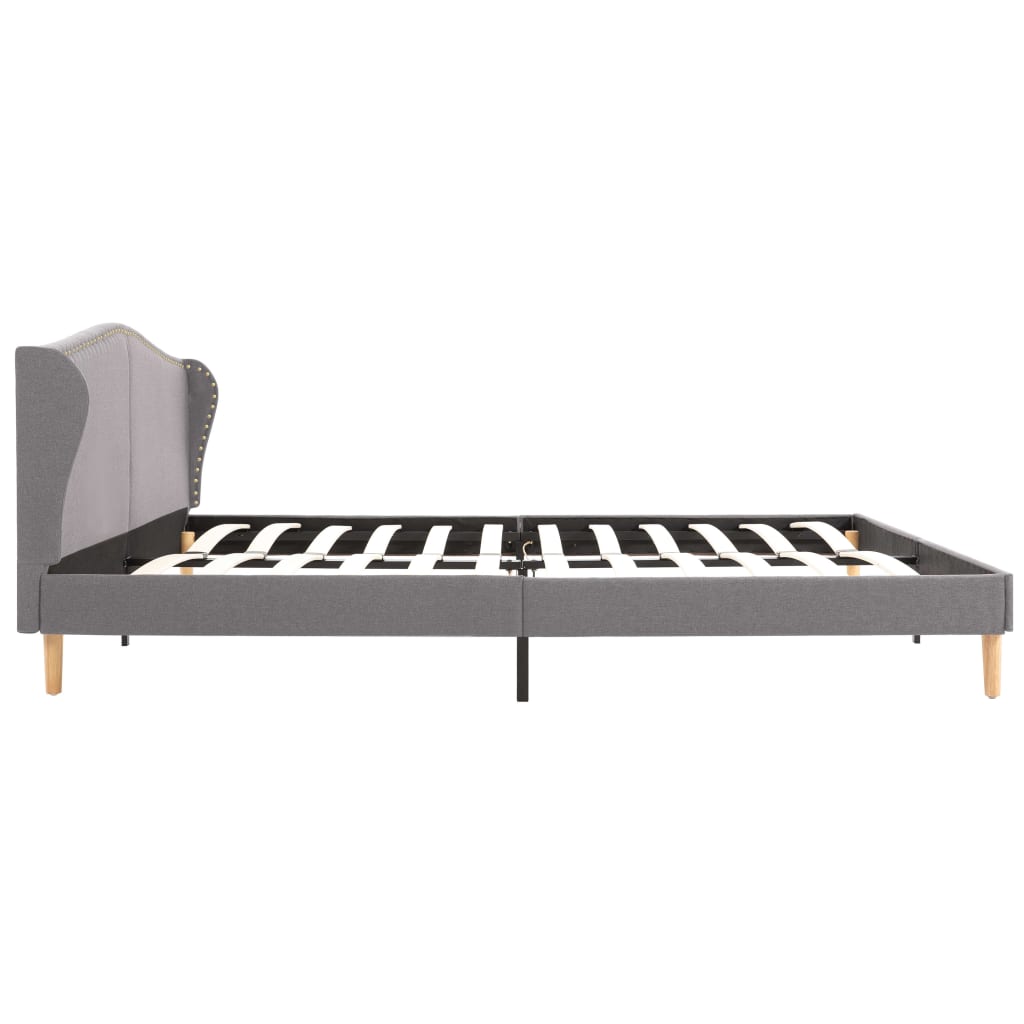 Pat cu saltea spuma memorie, vidaXL, Textil, 180 x 200 cm, Gri deschis