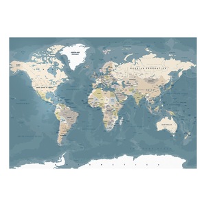 World Map Wall Mural – 4 Panels, 12ft X 8ft, Strippable Non-Woven, Educational Decor