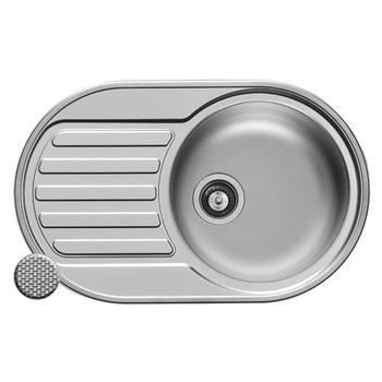 Chiuveta bucatarie Pyramis SR MINI, 765x480mm, adancime 150mm, cuva dreapta, montare pe blat, finisaj anticalcar Chiuveta bucatarie Pyramis SR MINI, 765x480mm, adancime 150mm, cuva dreapta, montare pe blat, finisaj anticalcar