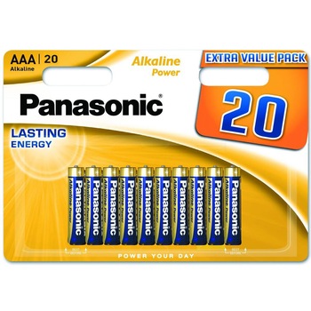 Baterii Panasonic Alkaline AAA, 20 Buc Baterii Panasonic Alkaline AAA, 20 Buc