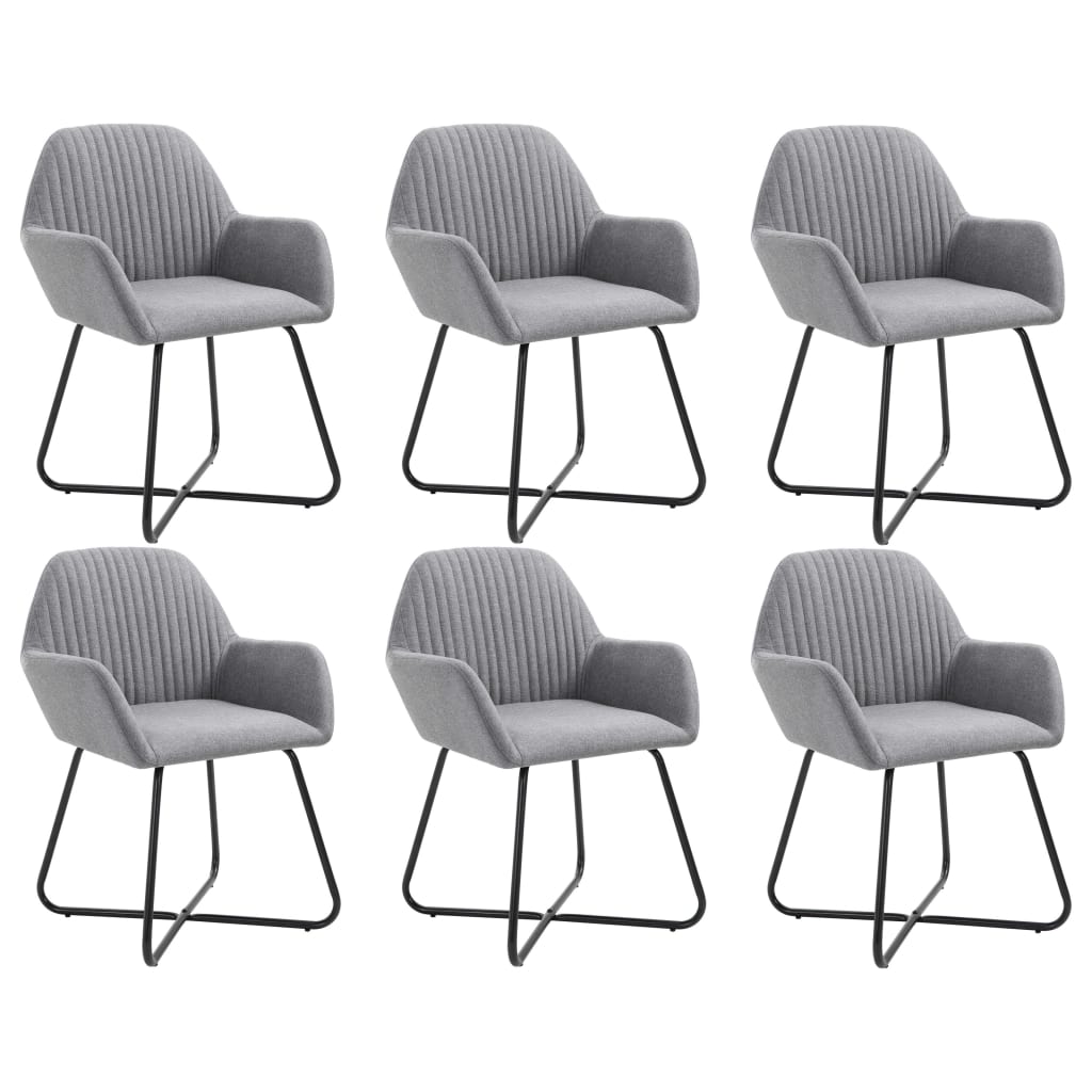 Set de 6 scaune tip fotoliu pentru bucatarie, vidaXL, Gri deschis, 61 x 61 x 84 cm