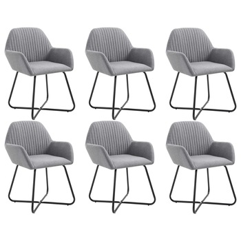 Set de 6 scaune tip fotoliu pentru bucatarie, vidaXL, Gri deschis, 61 x 61 x 84 cm Set de 6 scaune tip fotoliu pentru bucatarie, vidaXL, Gri deschis, 61 x 61 x 84 cm