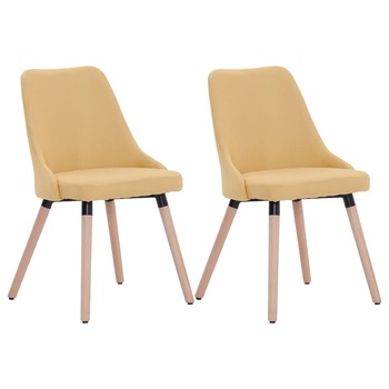 Set de 2 scaune pentru living, tapitate, vidaXL, Galben, 43 x 43 x 83 cm