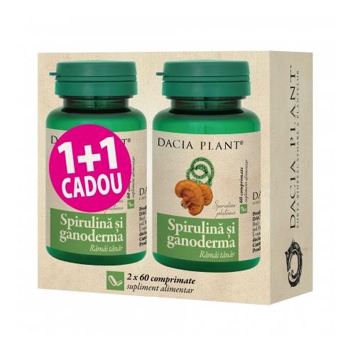 Spirulina si Ganoderma Dacia Plant 60cpr 1+1gratis