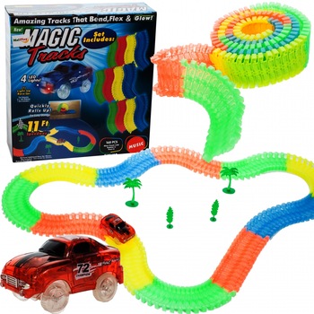 Pista magica cu 1 masinuta idealSTORE Glow in the Dark, Include 168 de elemente flexibile, Circuit compet fosforescent, Posibilitate de a crea noi rute Pista magica cu 1 masinuta idealSTORE Glow in the Dark, Include 168 de elemente flexibile, Circuit compet fosforescent, Posibilitate de a crea noi rute