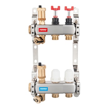 Pachet Distribuitor/Colector 1``- 2 Cai FERRO din Otel Inoxidabil pentru incalzire in pardoseala Pachet Distribuitor/Colector 1``- 2 Cai FERRO din Otel Inoxidabil pentru incalzire in pardoseala