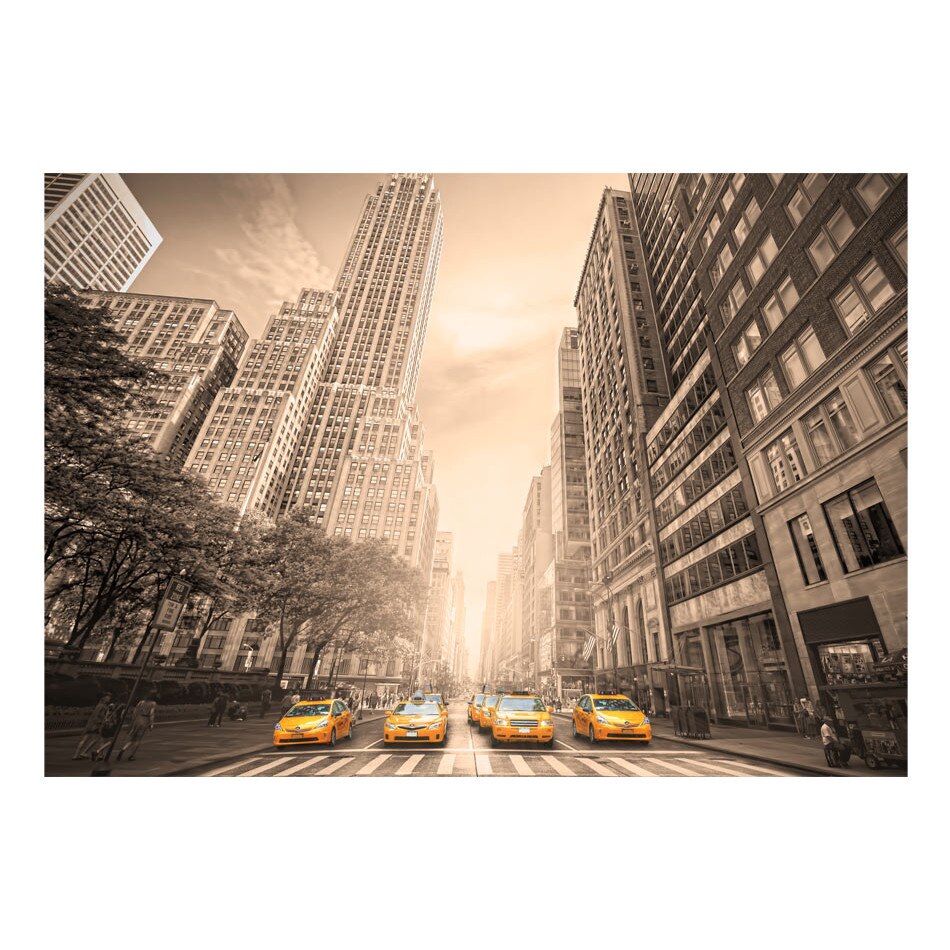 Fototapet vlies - New York taxi sepia - 250 x 175 cm