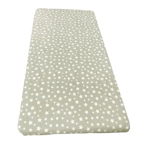 Cearsaf cu elastic roata pentru saltea bebelusi 160x80 cm Deseda Stelute pe gri