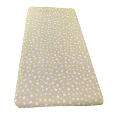 Cearsaf cu elastic roata pentru saltea bebelusi 160x80 cm Deseda Stelute pe bej
