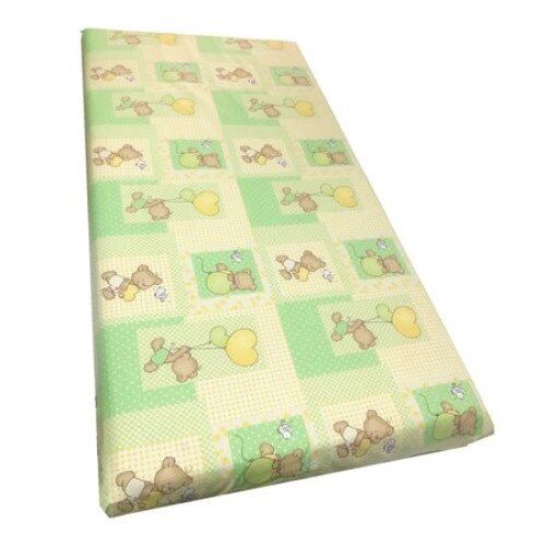 Cearsaf cu elastic roata pentru saltea bebelusi 160x80 cm Deseda Ursi pe verde