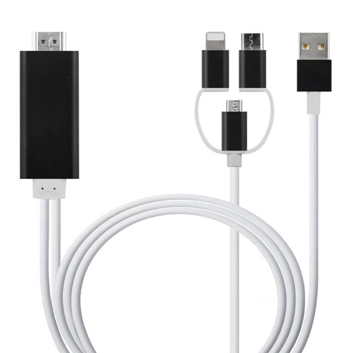 Adaptor universal 3 in 1 USB Type-c, Micro USB, Lightning 9 pin (Iphone) la HDMI
