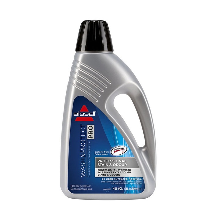 Solutie pentru Curatarea Covorului BISSELL Wash & Protect Pro, StainProtect, Sampon pentru Tapiterie, Compatibil cu Toate Modelele de Aparate de Curatare Verticale, Elimina Petele si Mirosurile de Animale, 1089N, 1500 ml