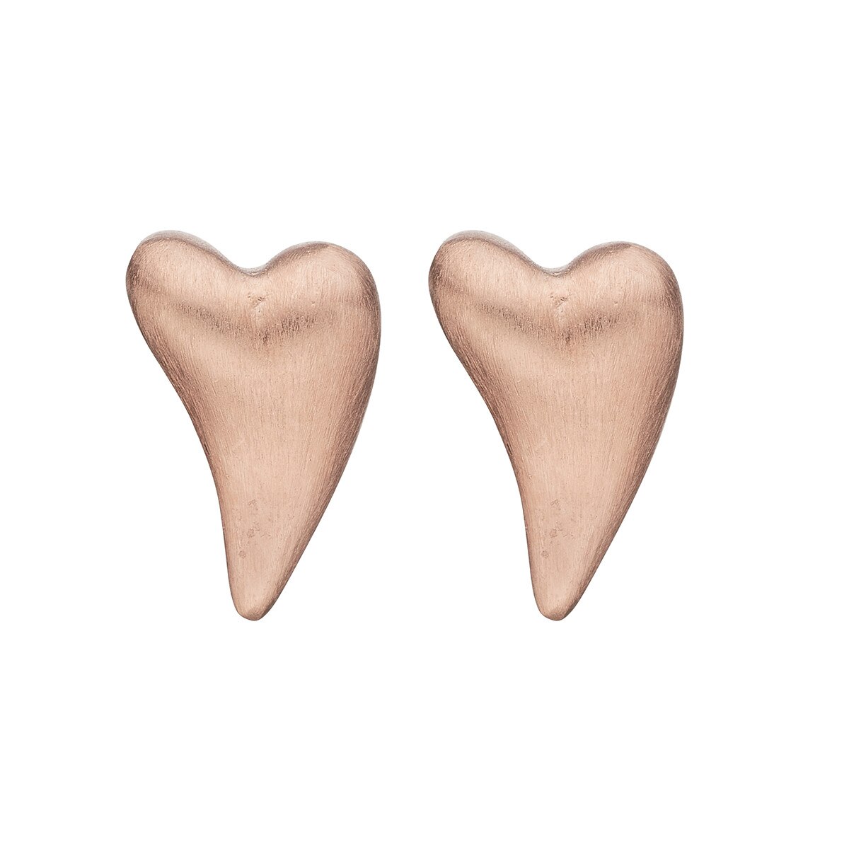 Cercei Brushed Hearts, Argint 925 placati cu aur rose