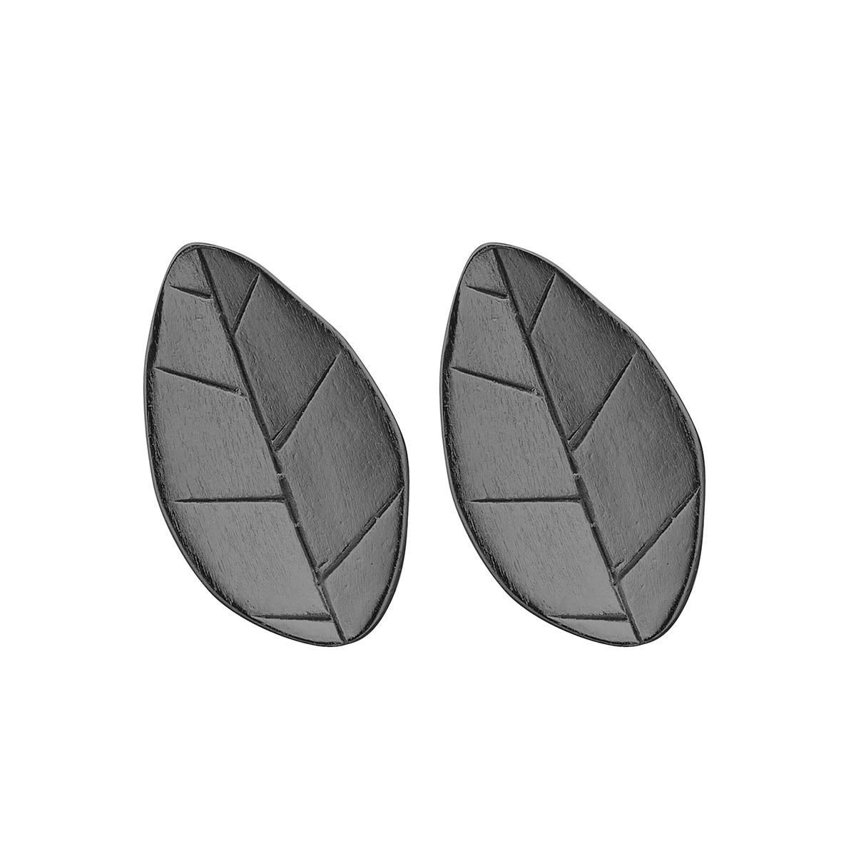 Cercei Leafs Studs, din Argint 925, cu ruteniu