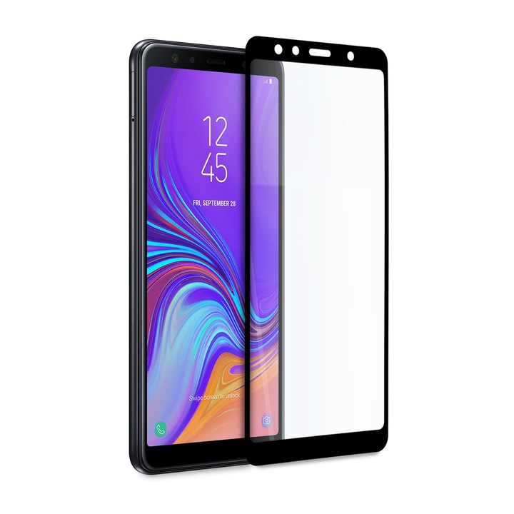 Protector de sticla, Hicute, Pentru Samsung Galaxy A7 (2018), Negru