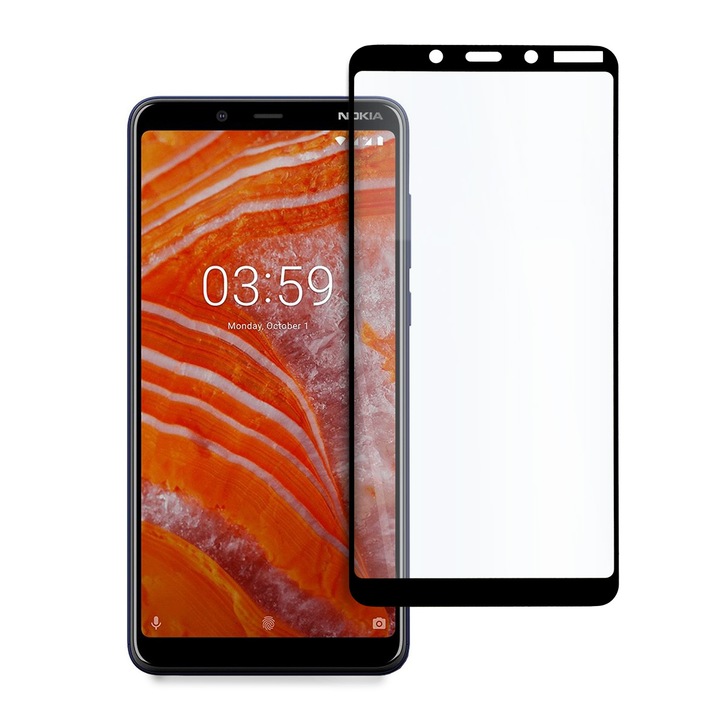 Скрийн протектор Tempered Glass за Nokia 3.1 Plus, Черен